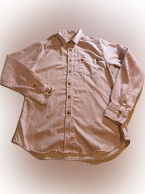 Ariat FR Shirt Pink White Fire Resistant Striped Button Up Work CAT2 Women’s M